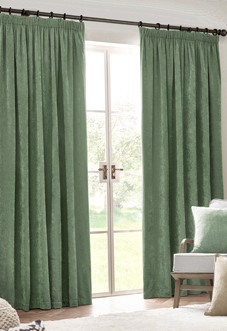 Heavy Chenille Pencil Pleat, Eucalyptus - Ready Made Curtains